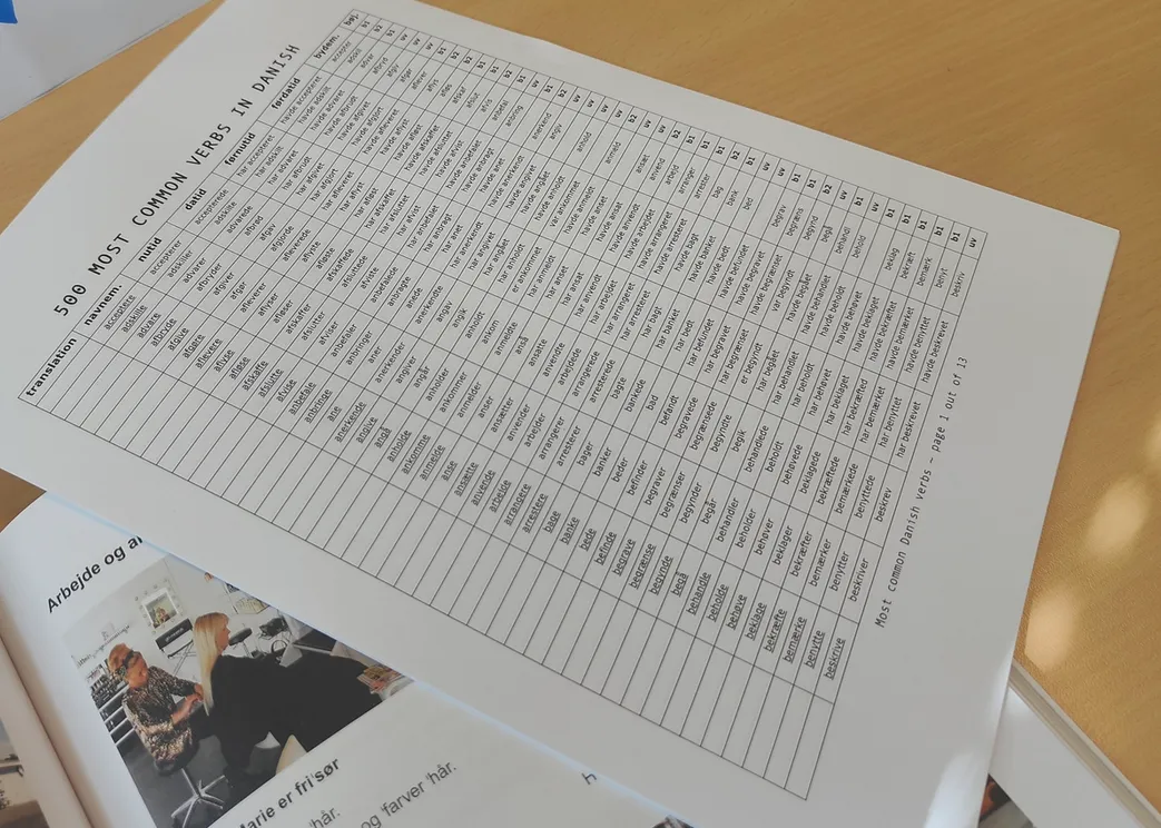 500 most common verbs in danish