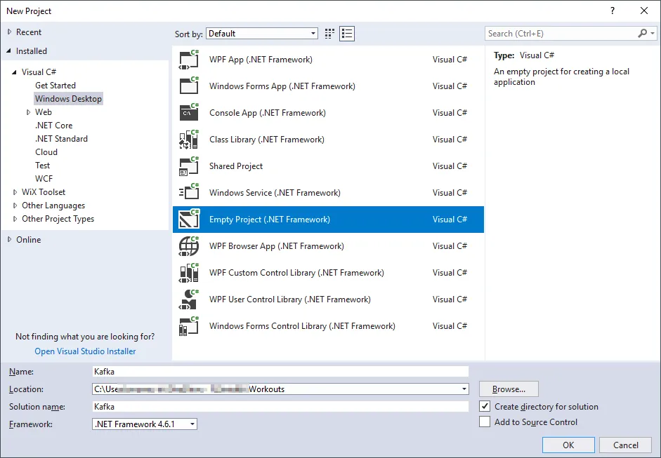 Create empty project